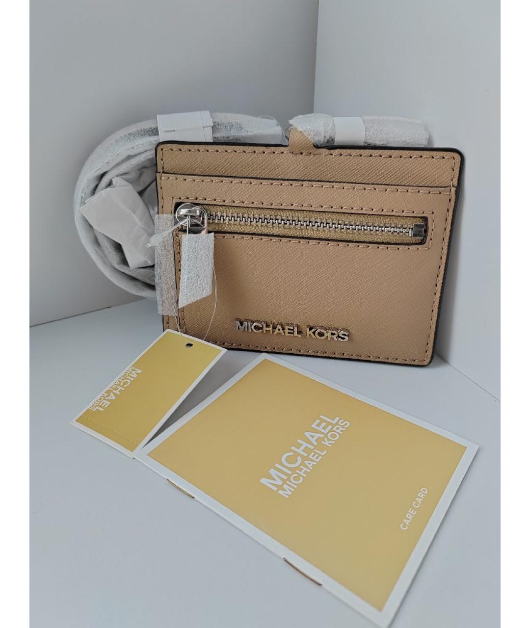 MICHAEL KORS Коричневый кожаный кардхолдер, фото 4