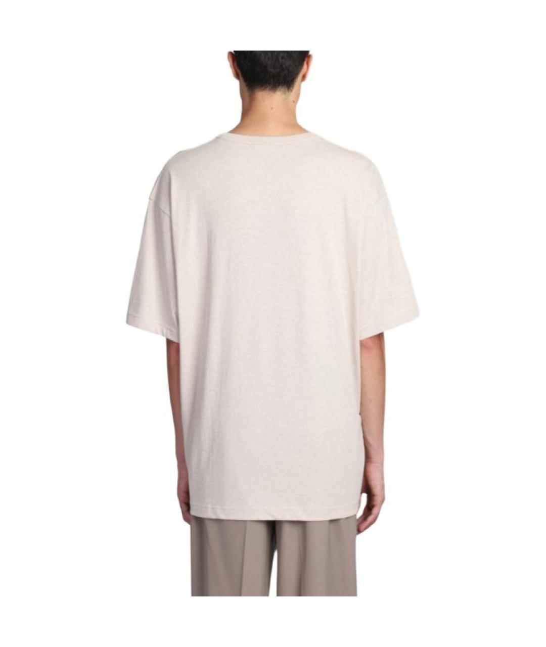 ACNE STUDIOS Бежевая хлопковая футболка, фото 3