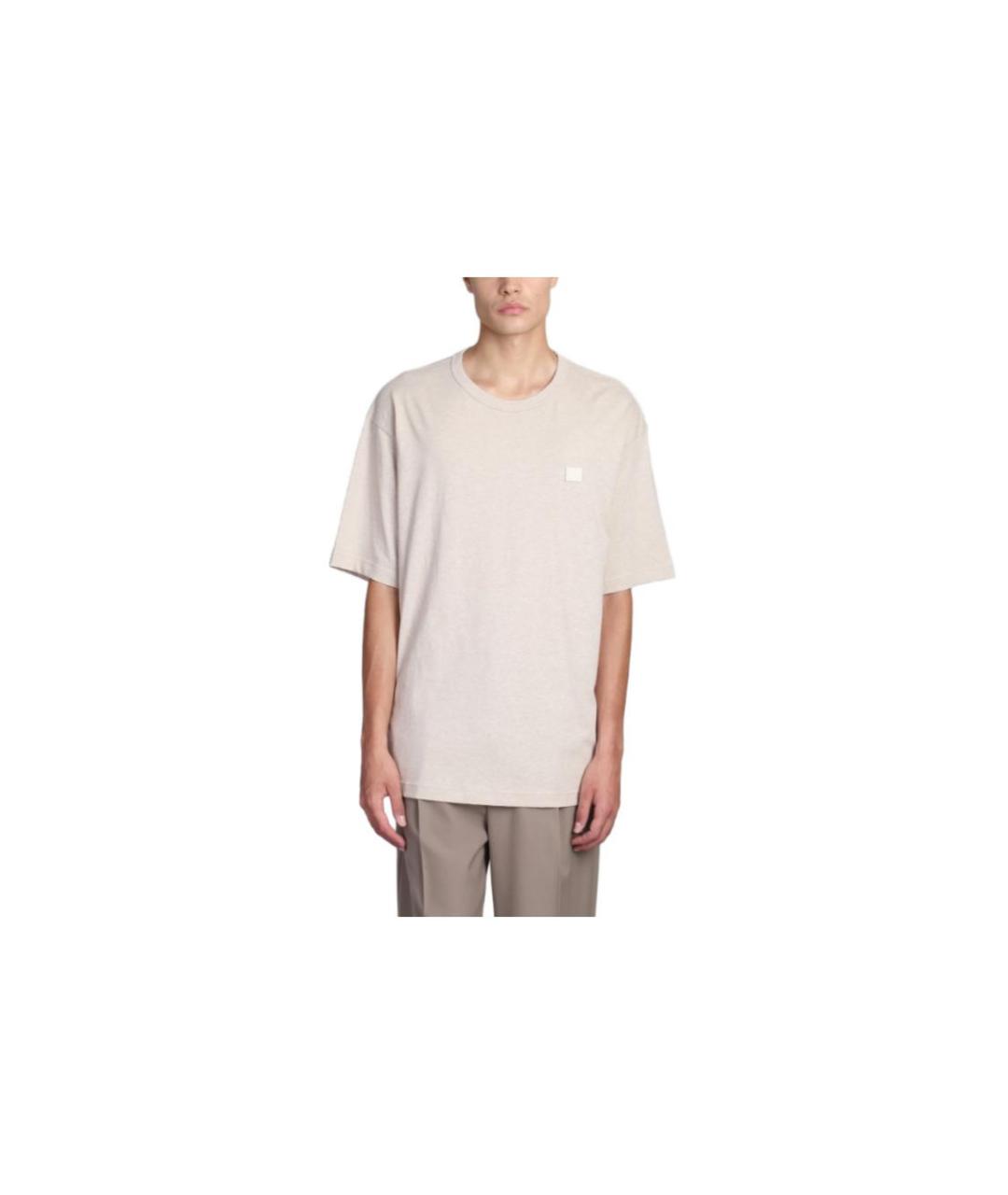 ACNE STUDIOS Бежевая хлопковая футболка, фото 5