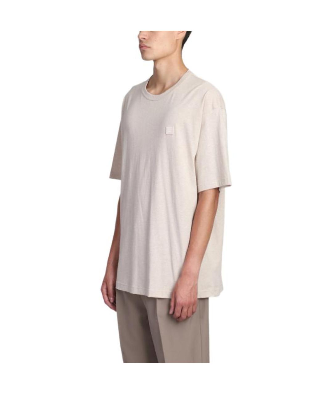 ACNE STUDIOS Бежевая хлопковая футболка, фото 4