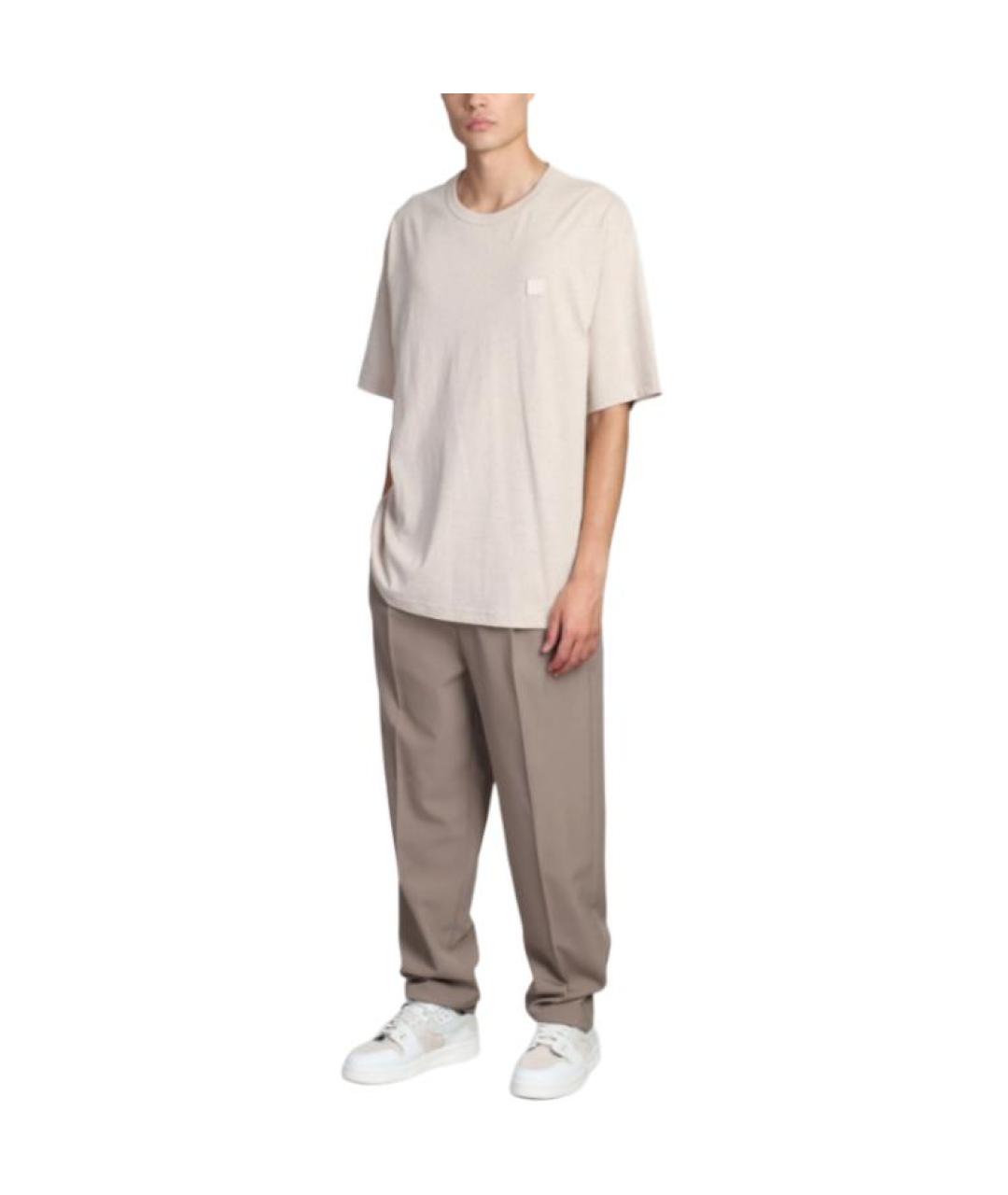 ACNE STUDIOS Бежевая хлопковая футболка, фото 2