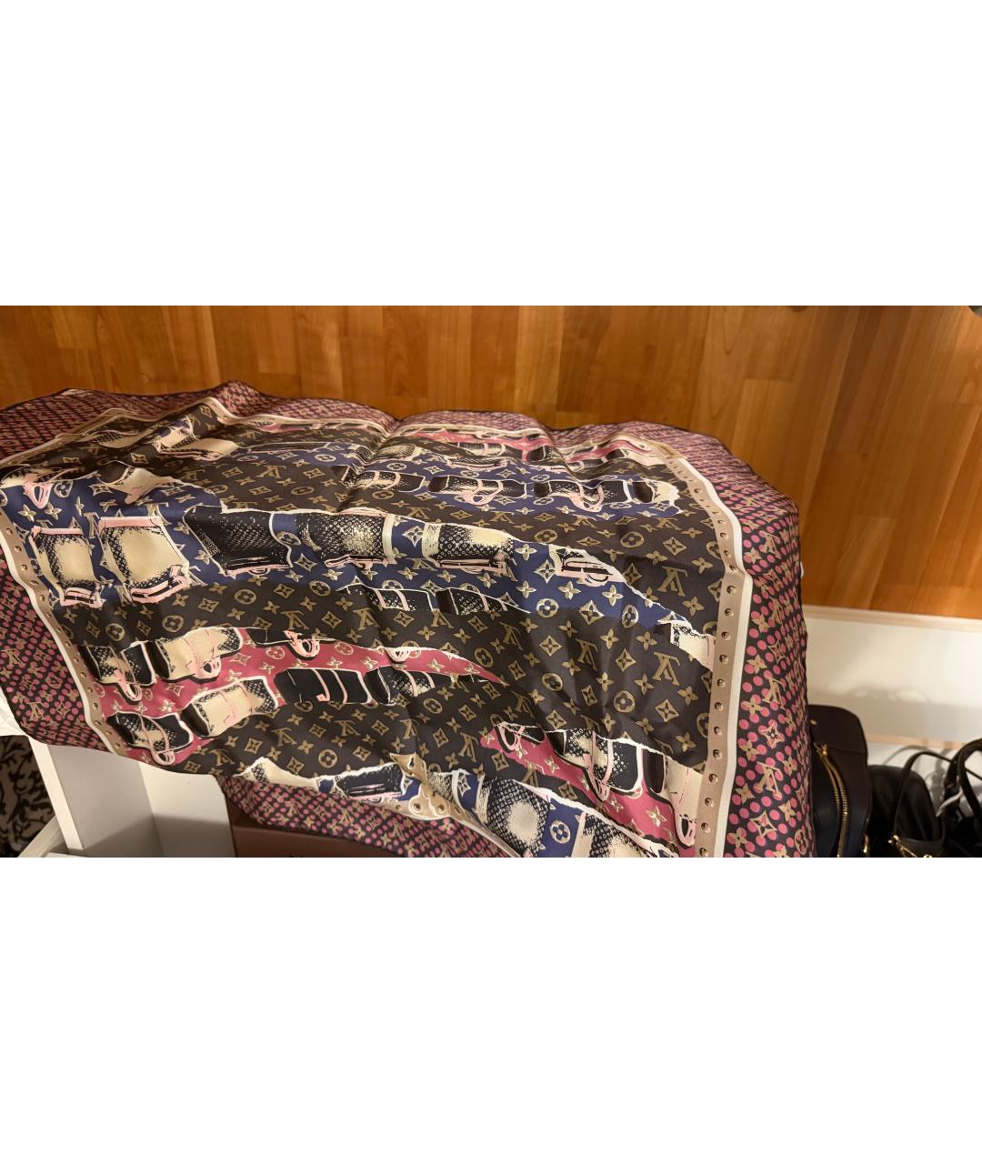 LOUIS VUITTON Фиолетовый шелковый платок, фото 2