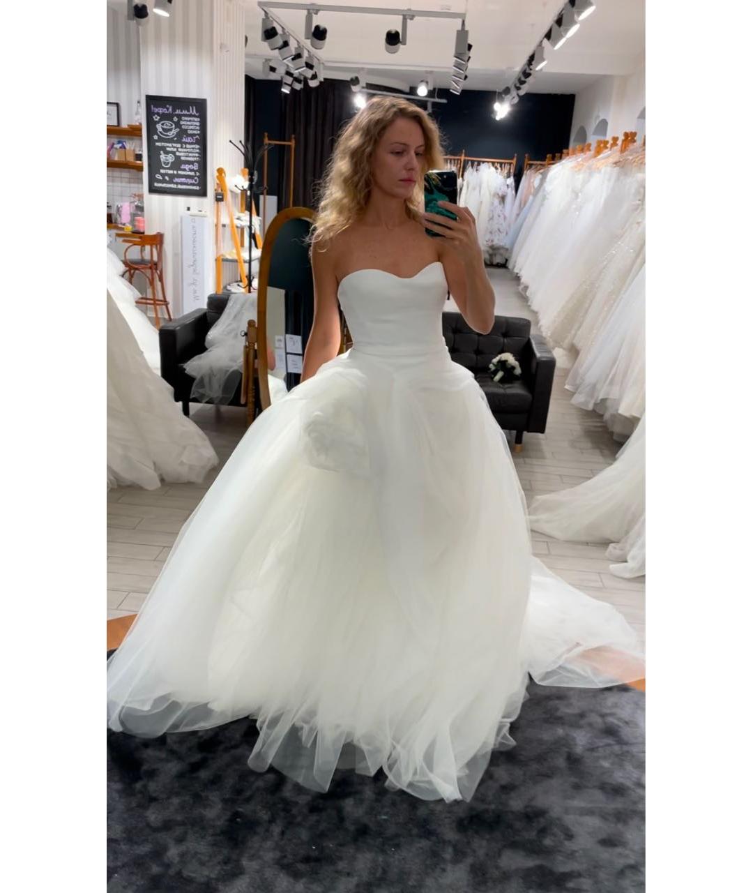 VERA WANG Белое креповое свадебное платье, фото 8