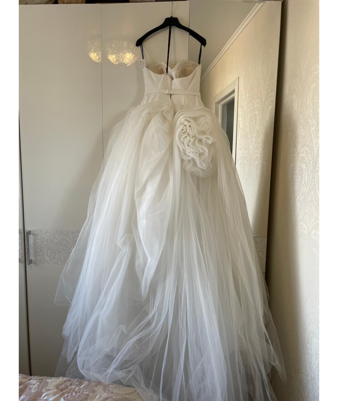 VERA WANG Белое креповое свадебное платье, фото 2