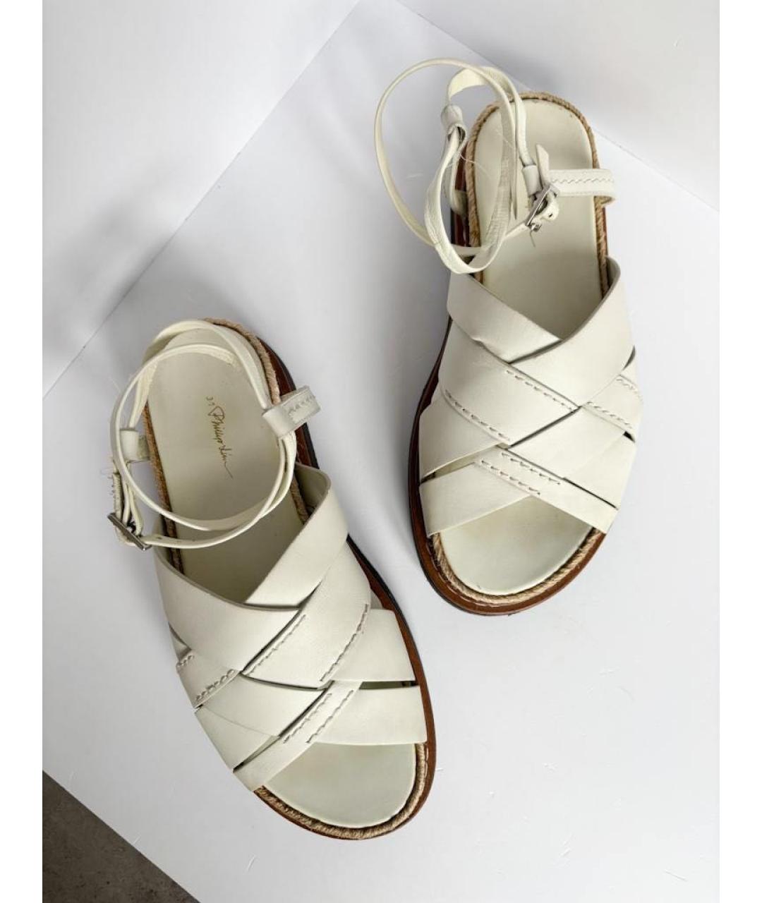3.1 PHILLIP LIM Бежевые кожаные босоножки, фото 5