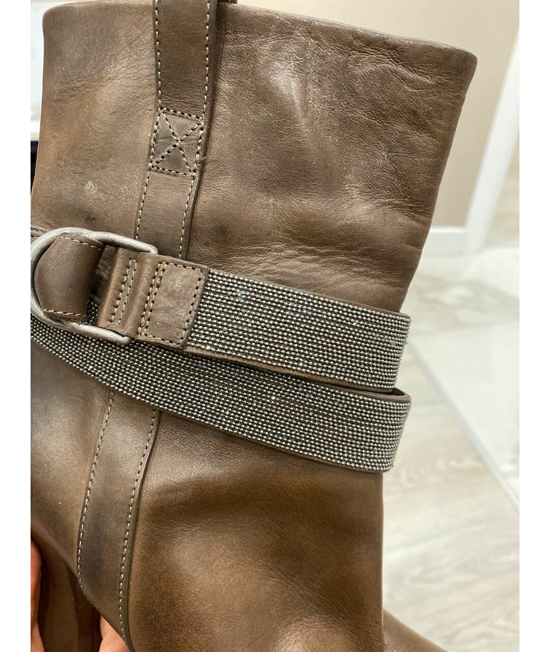 BRUNELLO CUCINELLI Коричневые кожаные ботильоны, фото 5