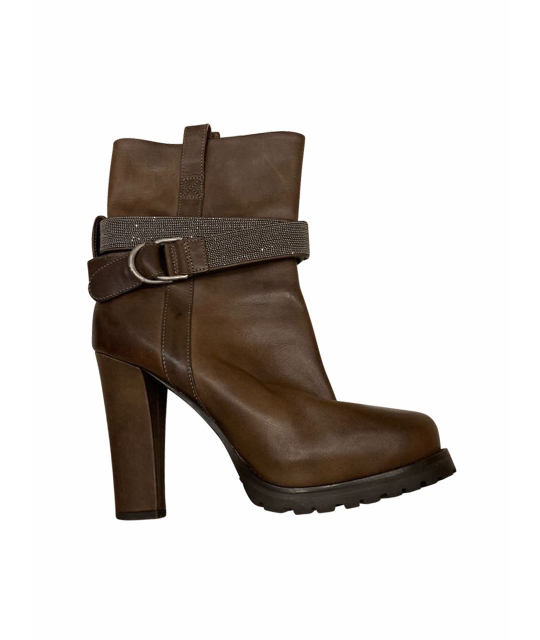 BRUNELLO CUCINELLI Коричневые кожаные ботильоны, фото 1