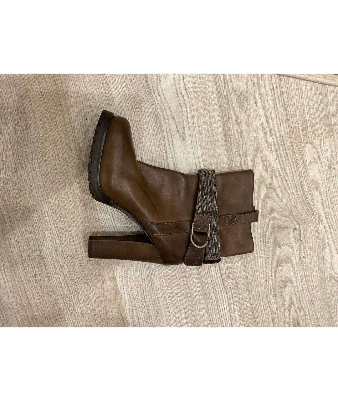 BRUNELLO CUCINELLI Коричневые кожаные ботильоны, фото 6