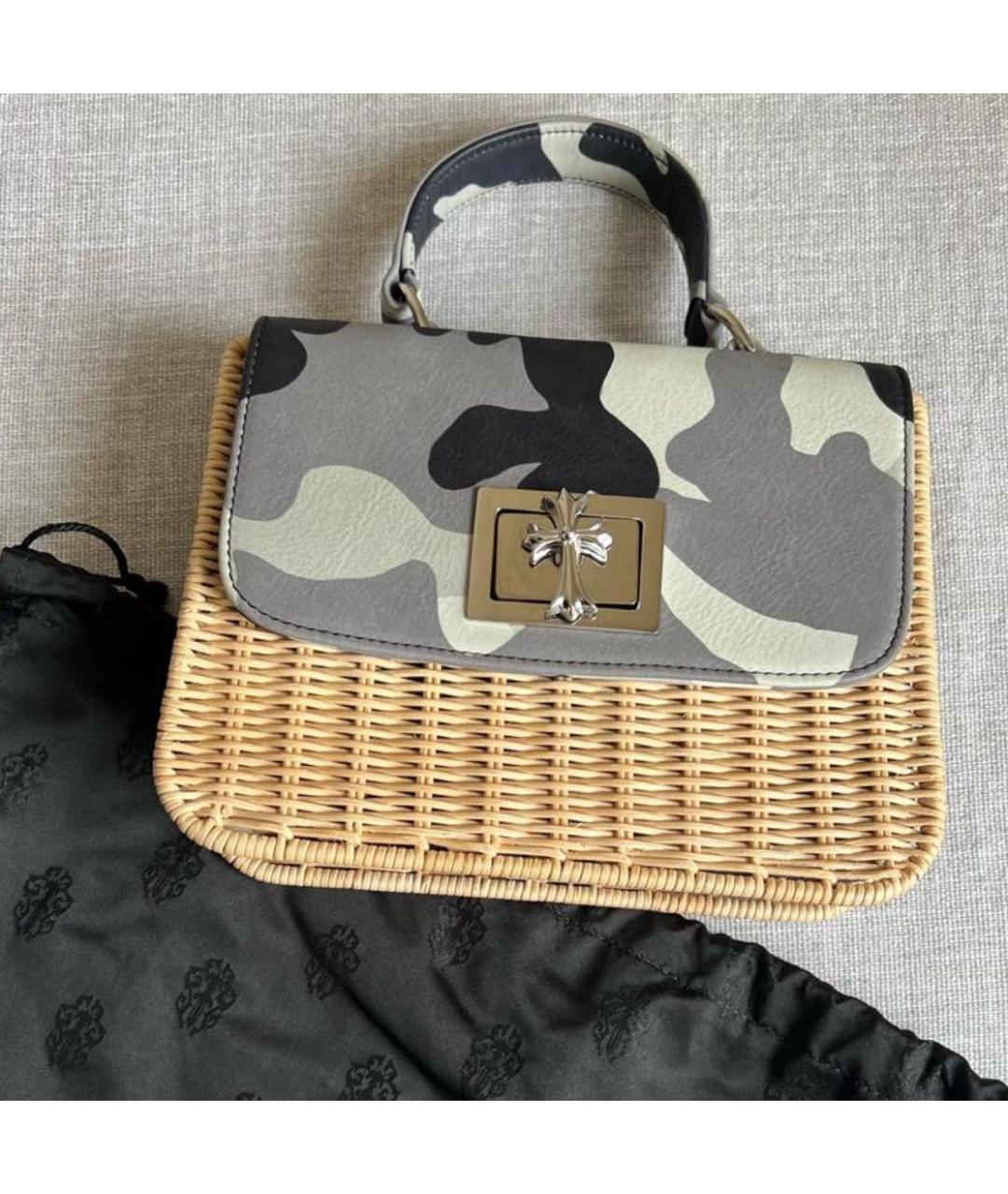 CHROME HEARTS Антрацитовая пелетеная сумка с короткими ручками, фото 4