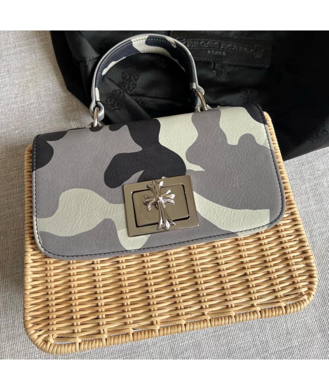 CHROME HEARTS Антрацитовая пелетеная сумка с короткими ручками, фото 3