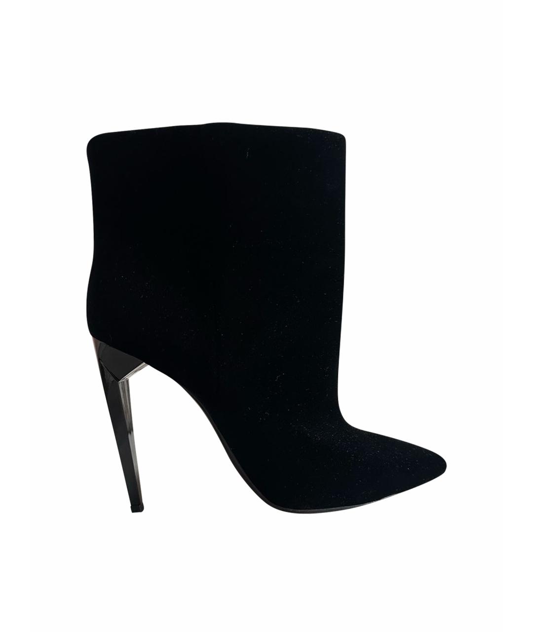 SAINT LAURENT Черные бархатные ботильоны, фото 1