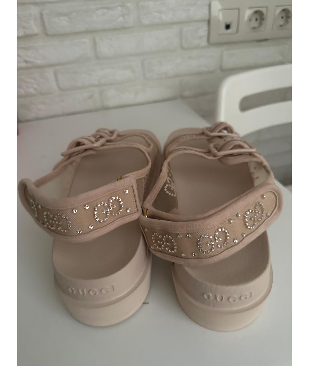 GUCCI Бежевые сандалии, фото 4