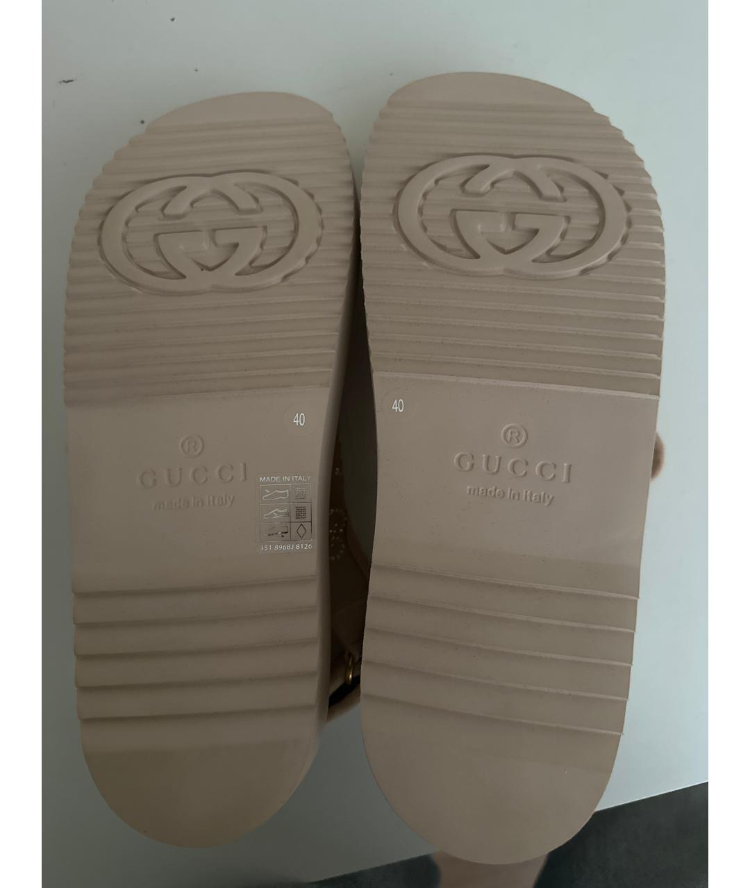 GUCCI Бежевые сандалии, фото 5