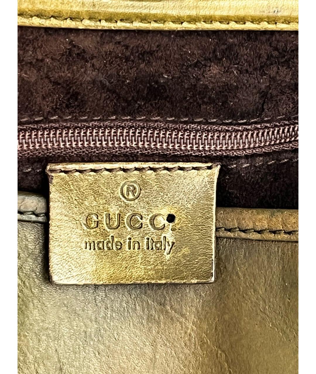 GUCCI Зеленая кожаная сумка с короткими ручками, фото 5