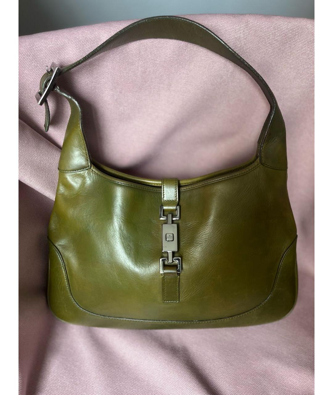 GUCCI Зеленая кожаная сумка с короткими ручками, фото 8