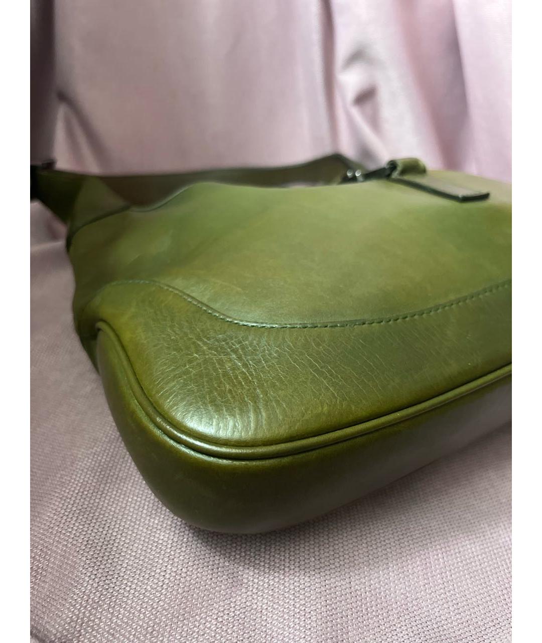 GUCCI Зеленая кожаная сумка с короткими ручками, фото 4