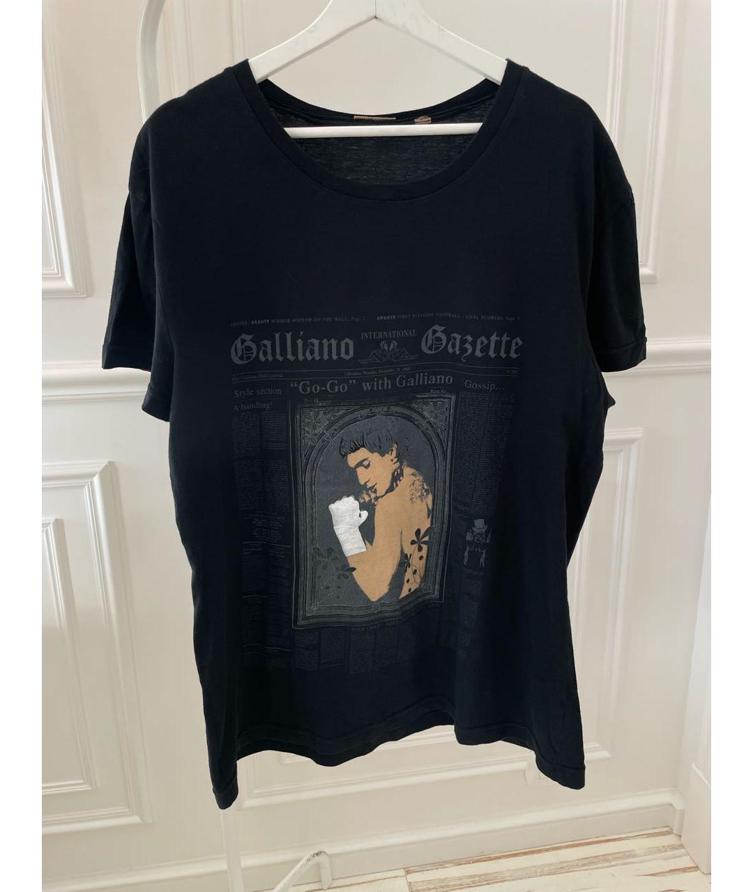 JOHN GALLIANO Черная хлопковая футболка, фото 4