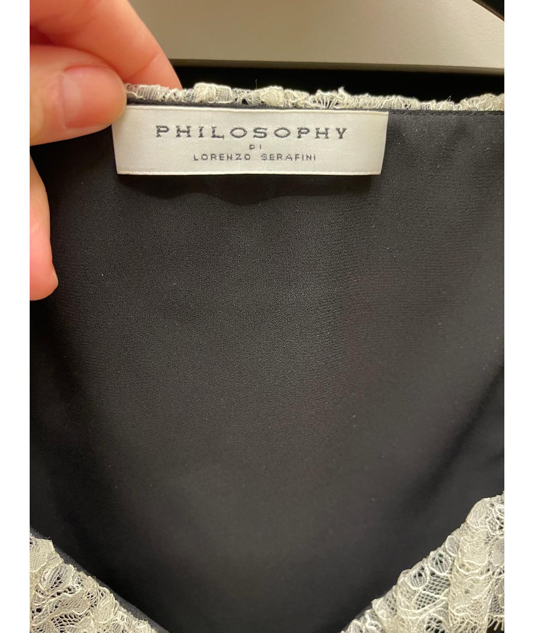 PHILOSOPHY DI LORENZO SERAFINI Черное бархатное коктейльное платье, фото 3