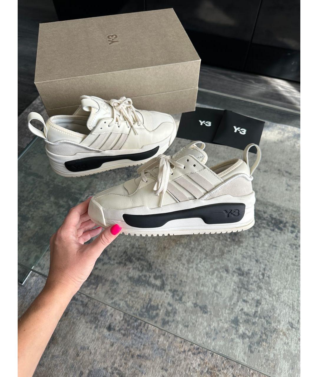 Y-3 Бежевые кожаные кроссовки, фото 4