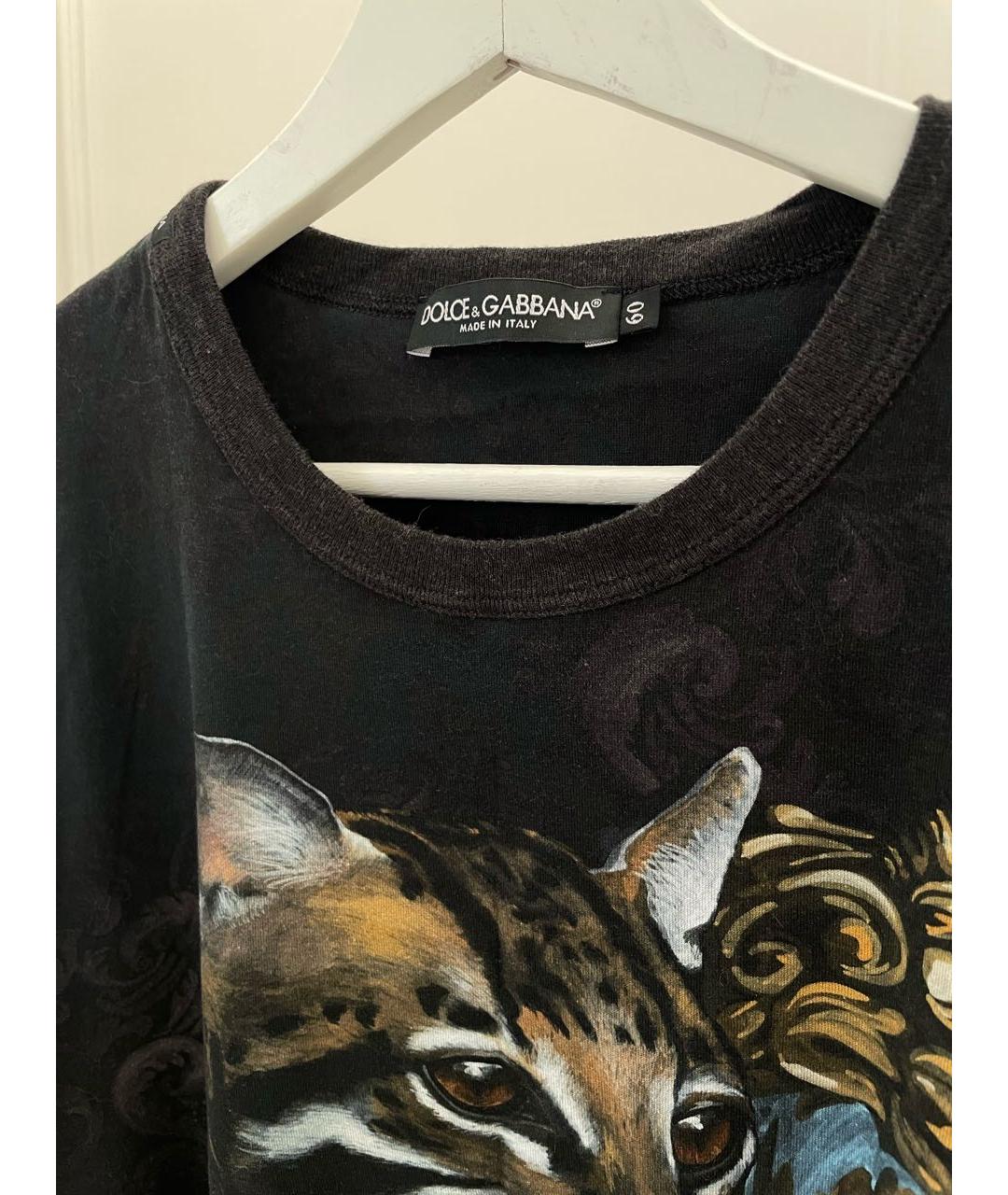 DOLCE&GABBANA Антрацитовая хлопковая футболка, фото 3
