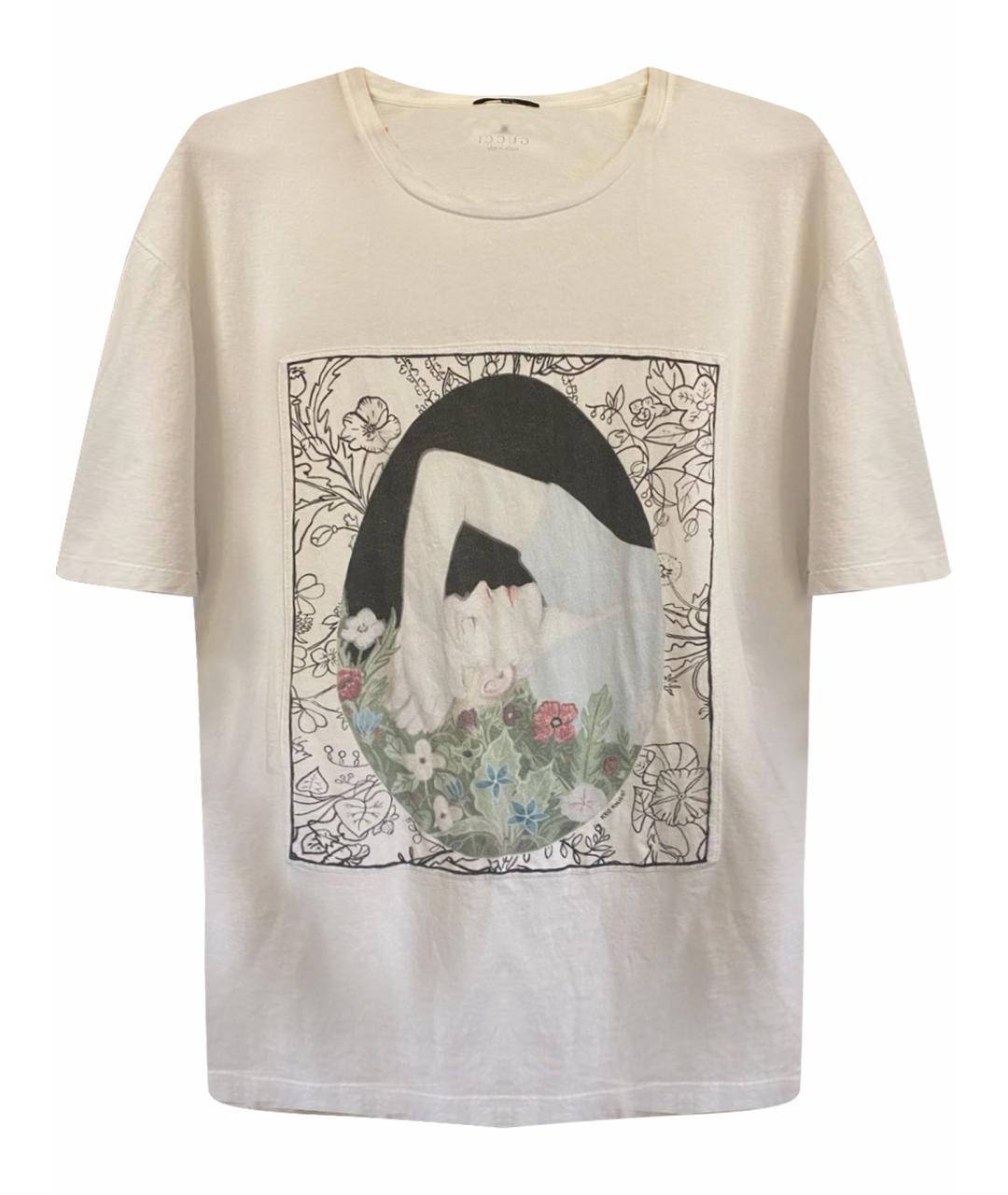 GUCCI Белая хлопковая футболка, фото 1