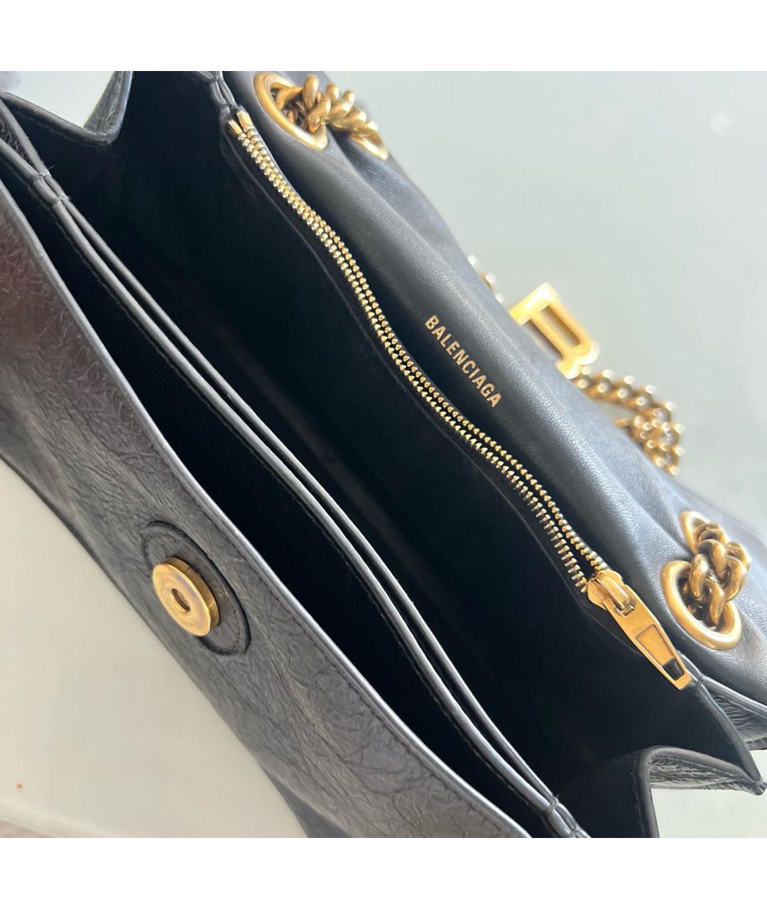 BALENCIAGA Черная кожаная сумка через плечо, фото 5