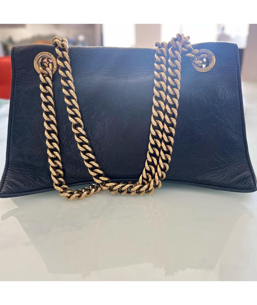 BALENCIAGA Черная кожаная сумка через плечо, фото 4