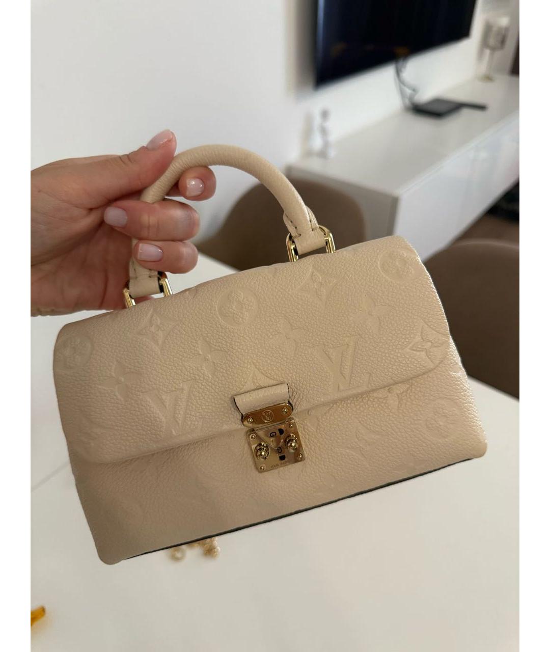LOUIS VUITTON Бежевая кожаная сумка через плечо, фото 3