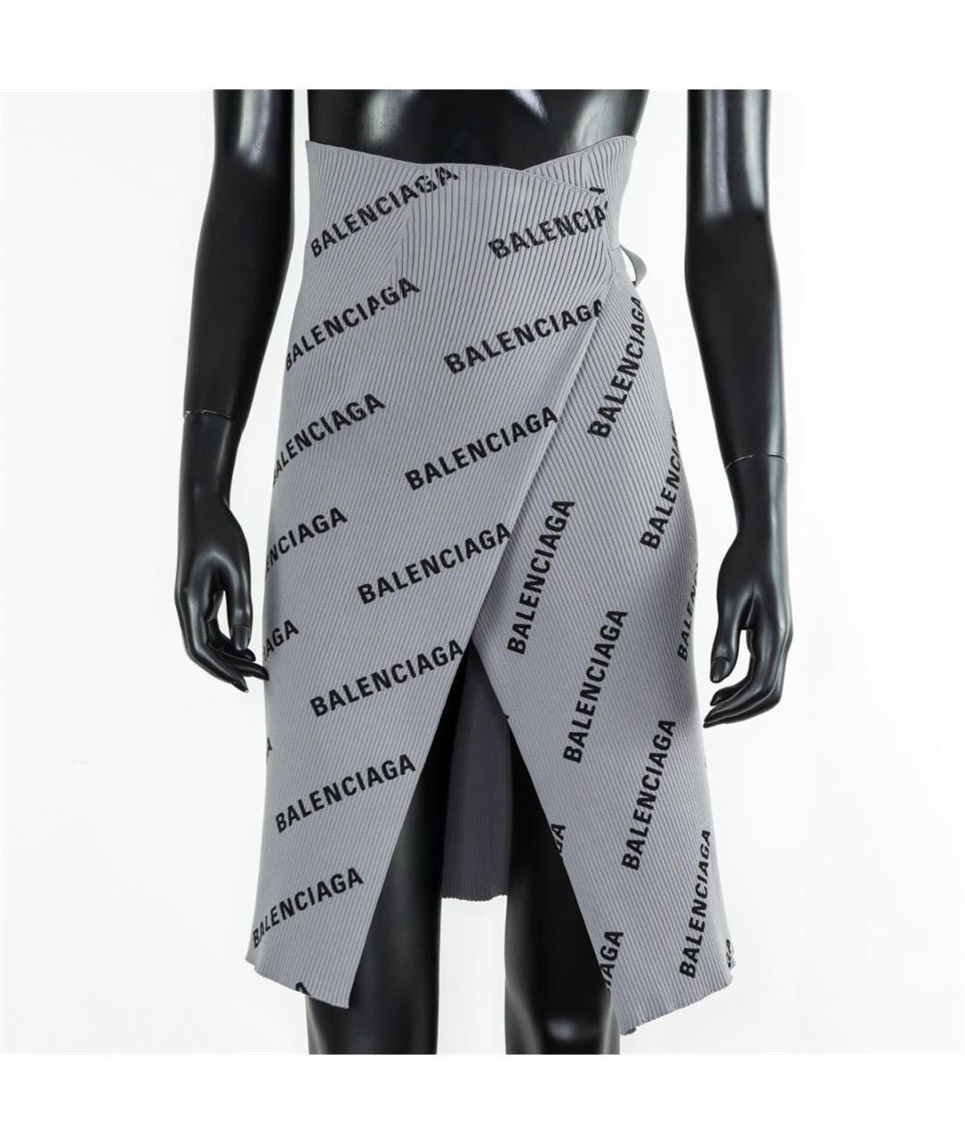 BALENCIAGA Серая полиамидовая юбка миди, фото 6