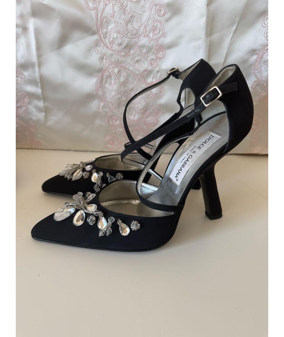 DOLCE&GABBANA Темно-синие текстильные туфли, фото 4
