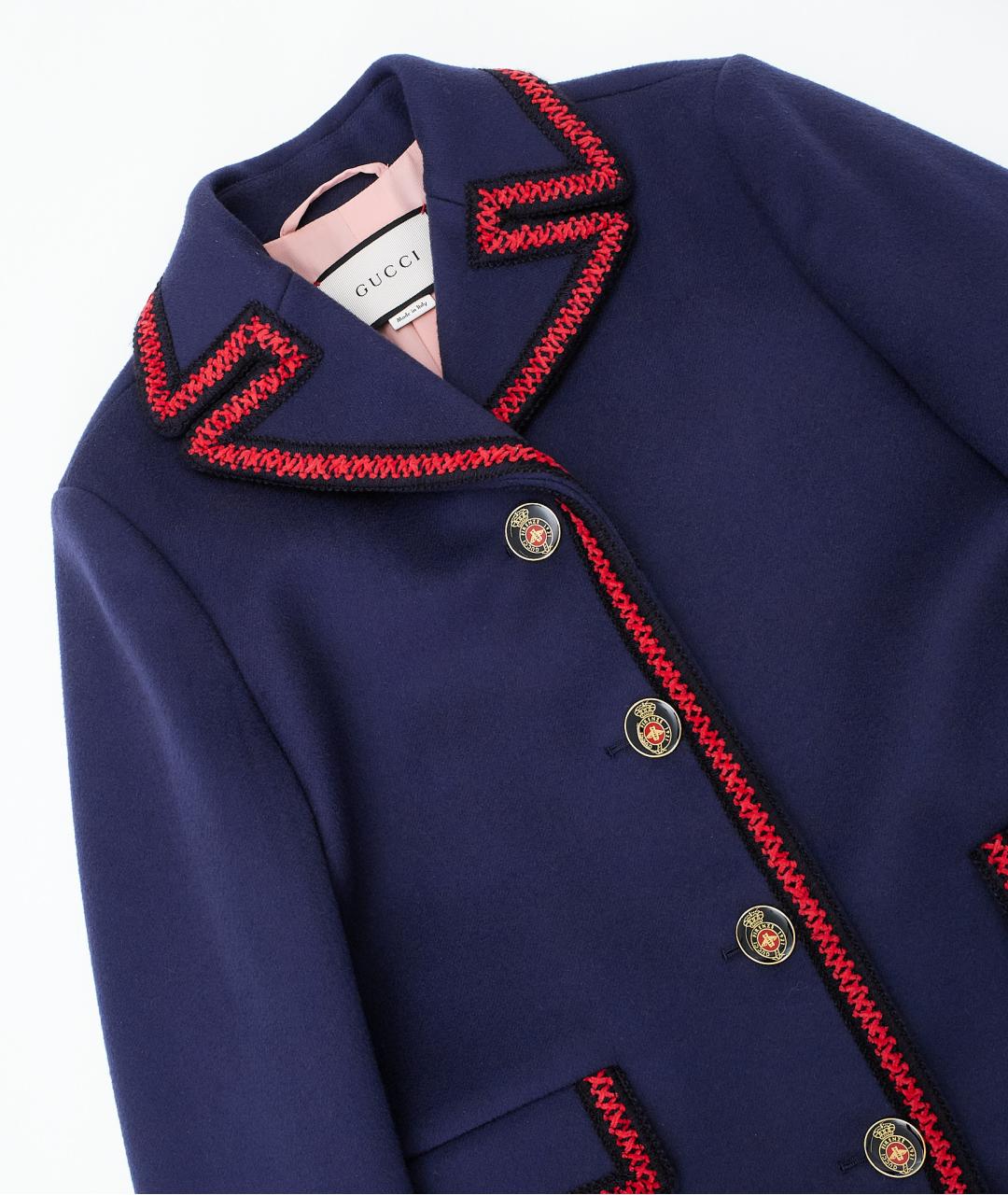 GUCCI Синее шерстяное пальто, фото 3