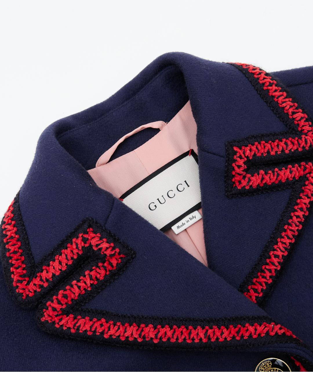 GUCCI Синее шерстяное пальто, фото 4