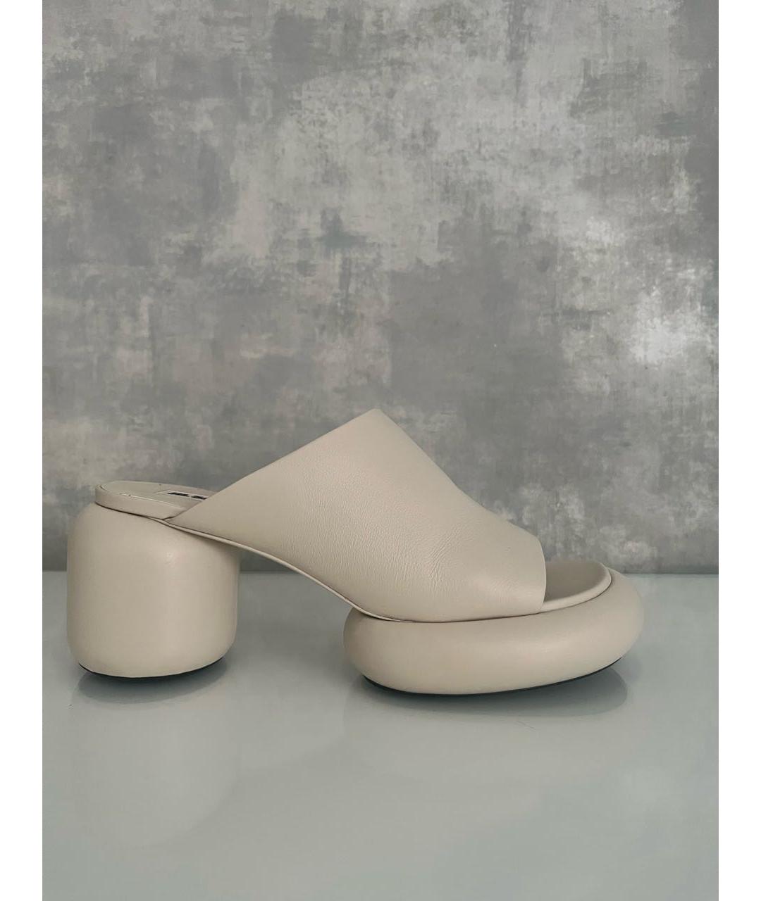JIL SANDER Бежевые кожаные босоножки, фото 6