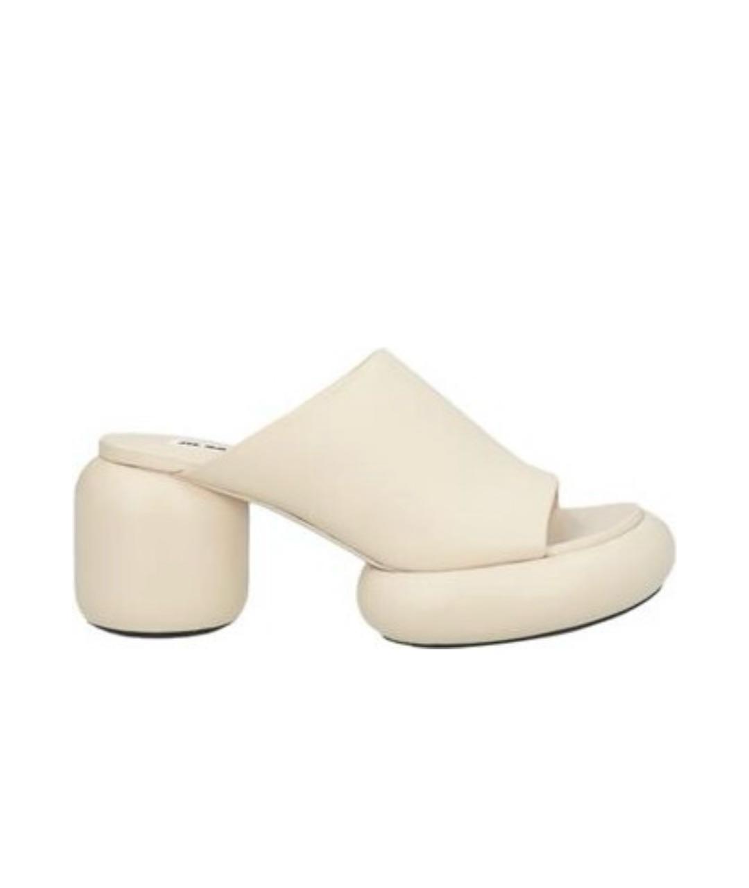 JIL SANDER Бежевые кожаные босоножки, фото 8