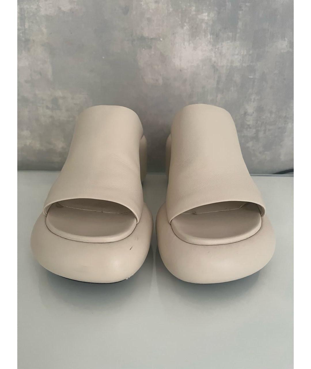 JIL SANDER Бежевые кожаные босоножки, фото 3