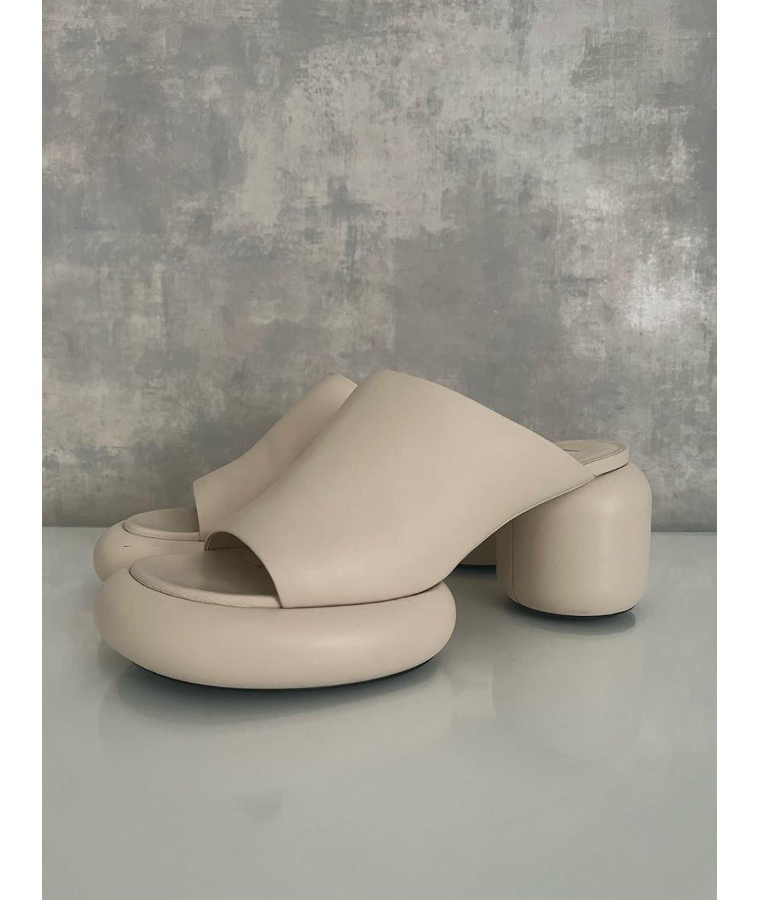 JIL SANDER Бежевые кожаные босоножки, фото 4