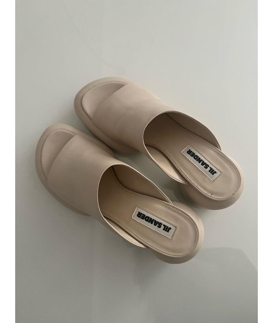 JIL SANDER Бежевые кожаные босоножки, фото 2