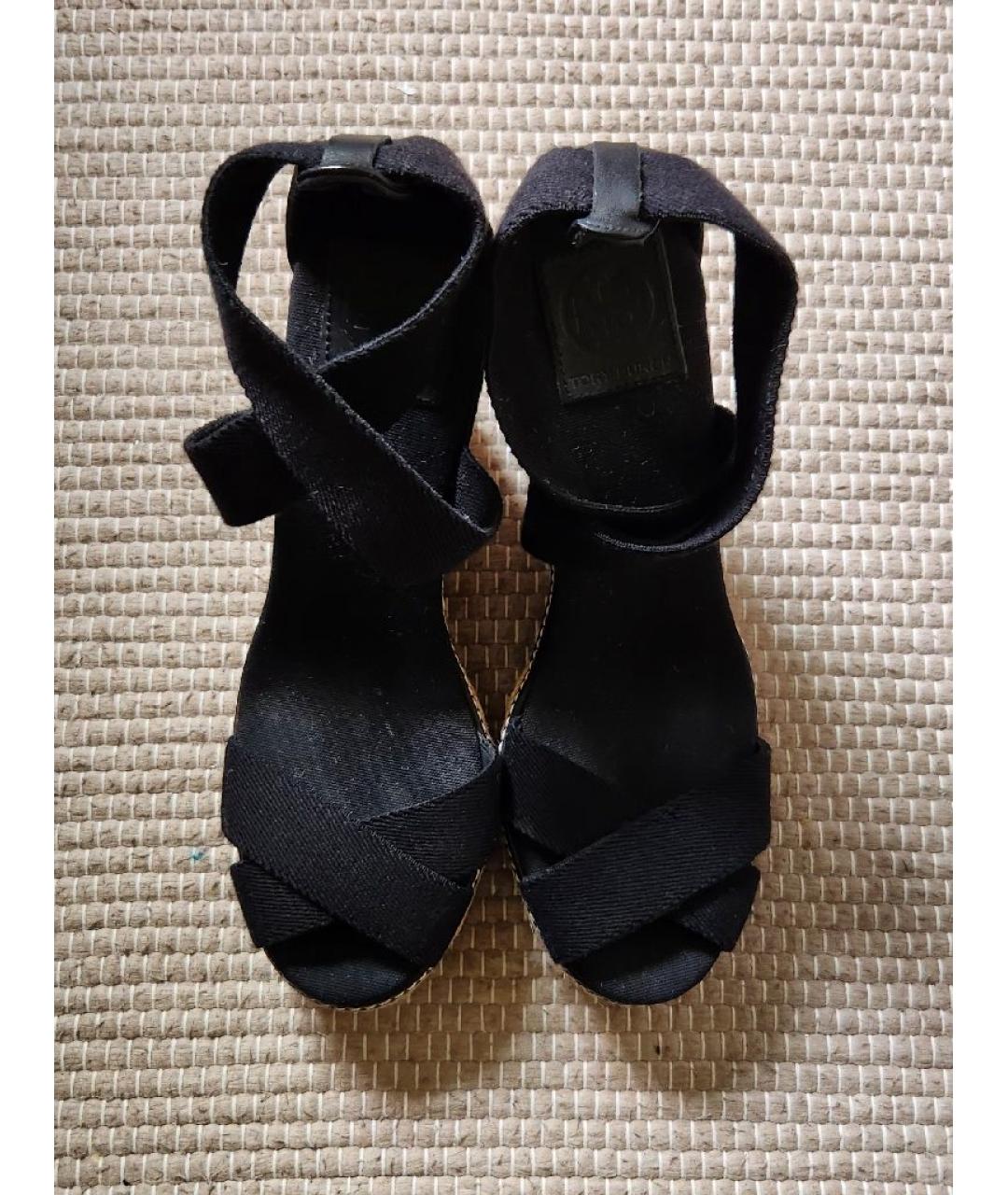TORY BURCH Черные текстильные босоножки, фото 2