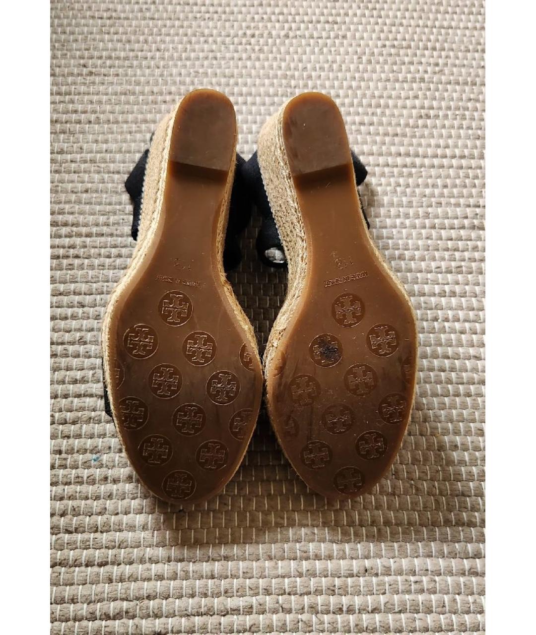 TORY BURCH Черные текстильные босоножки, фото 5