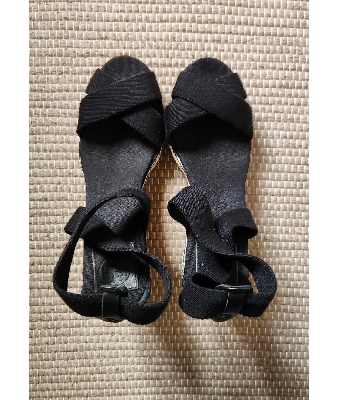 TORY BURCH Черные текстильные босоножки, фото 3