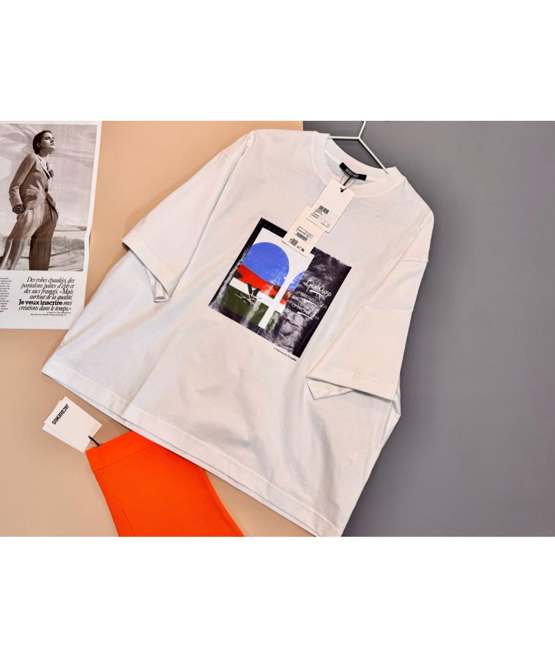 JACQUEMUS Белая хлопковая футболка, фото 4