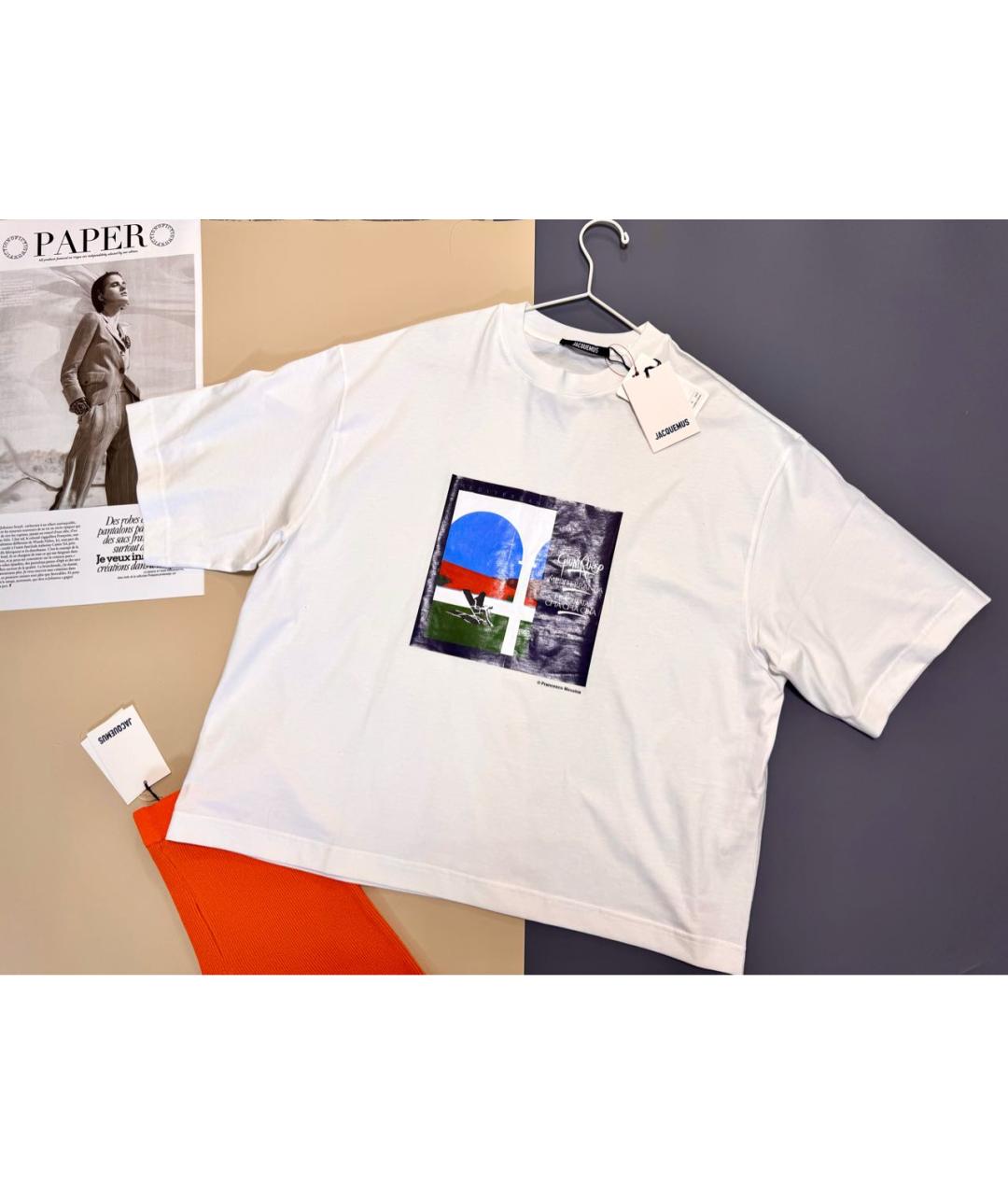 JACQUEMUS Белая хлопковая футболка, фото 2