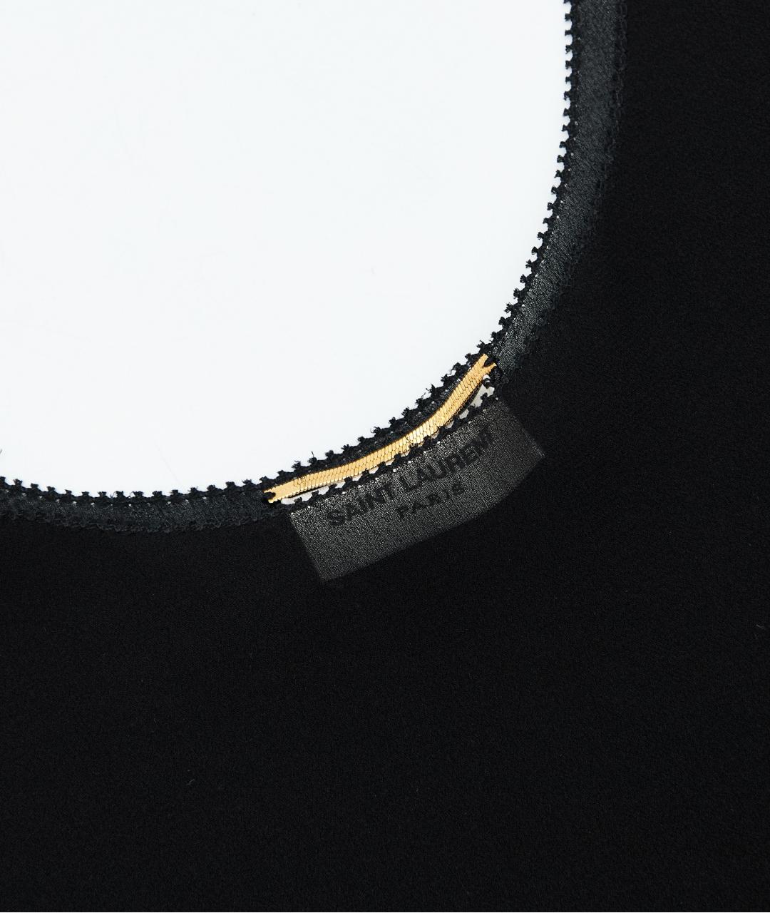 SAINT LAURENT Черная шелковая майка, фото 4