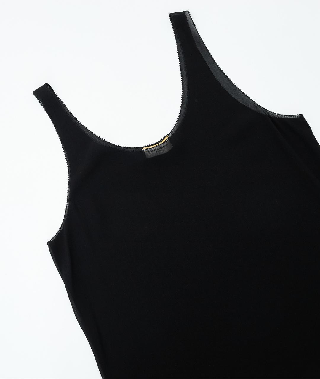 SAINT LAURENT Черная шелковая майка, фото 3