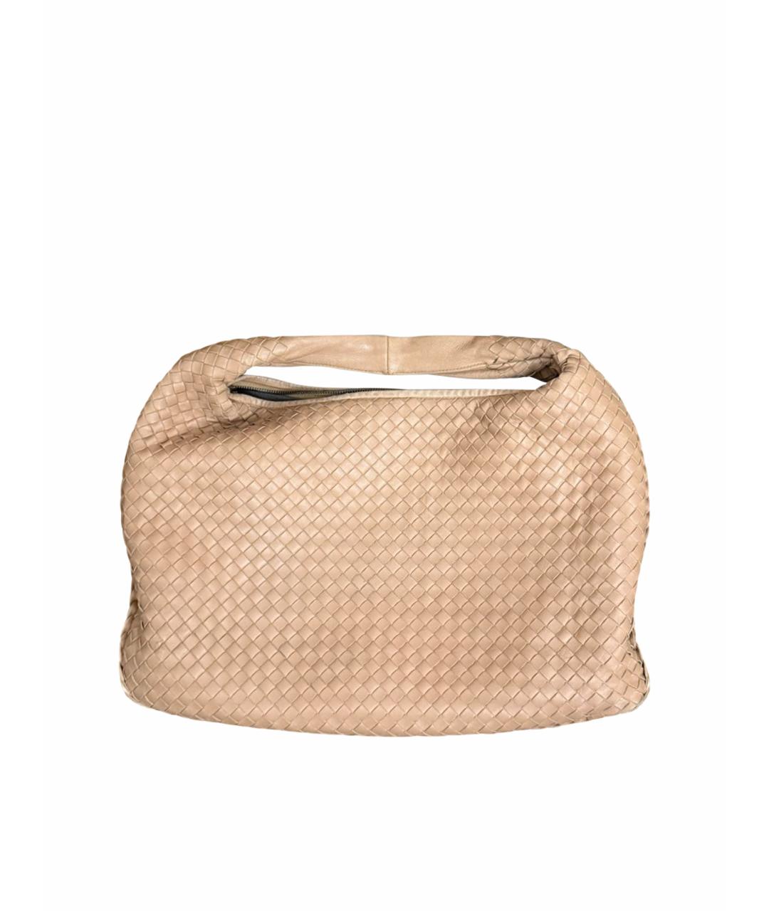 BOTTEGA VENETA Бежевая кожаная сумка с короткими ручками, фото 1