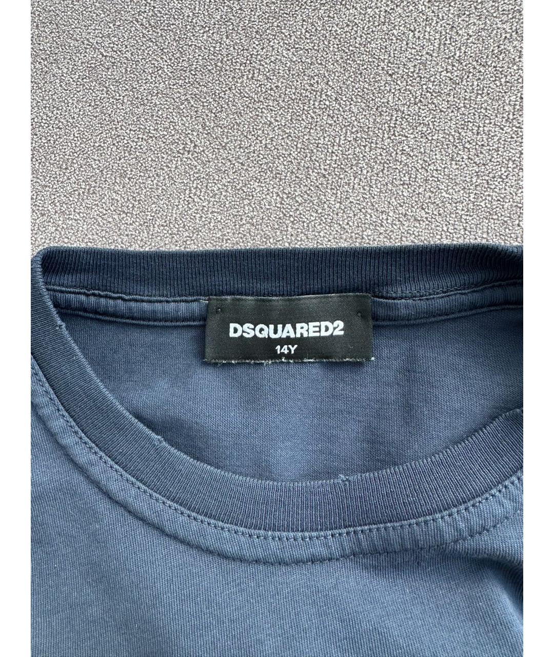DSQUARED2 Синяя хлопковая детская футболка, фото 3