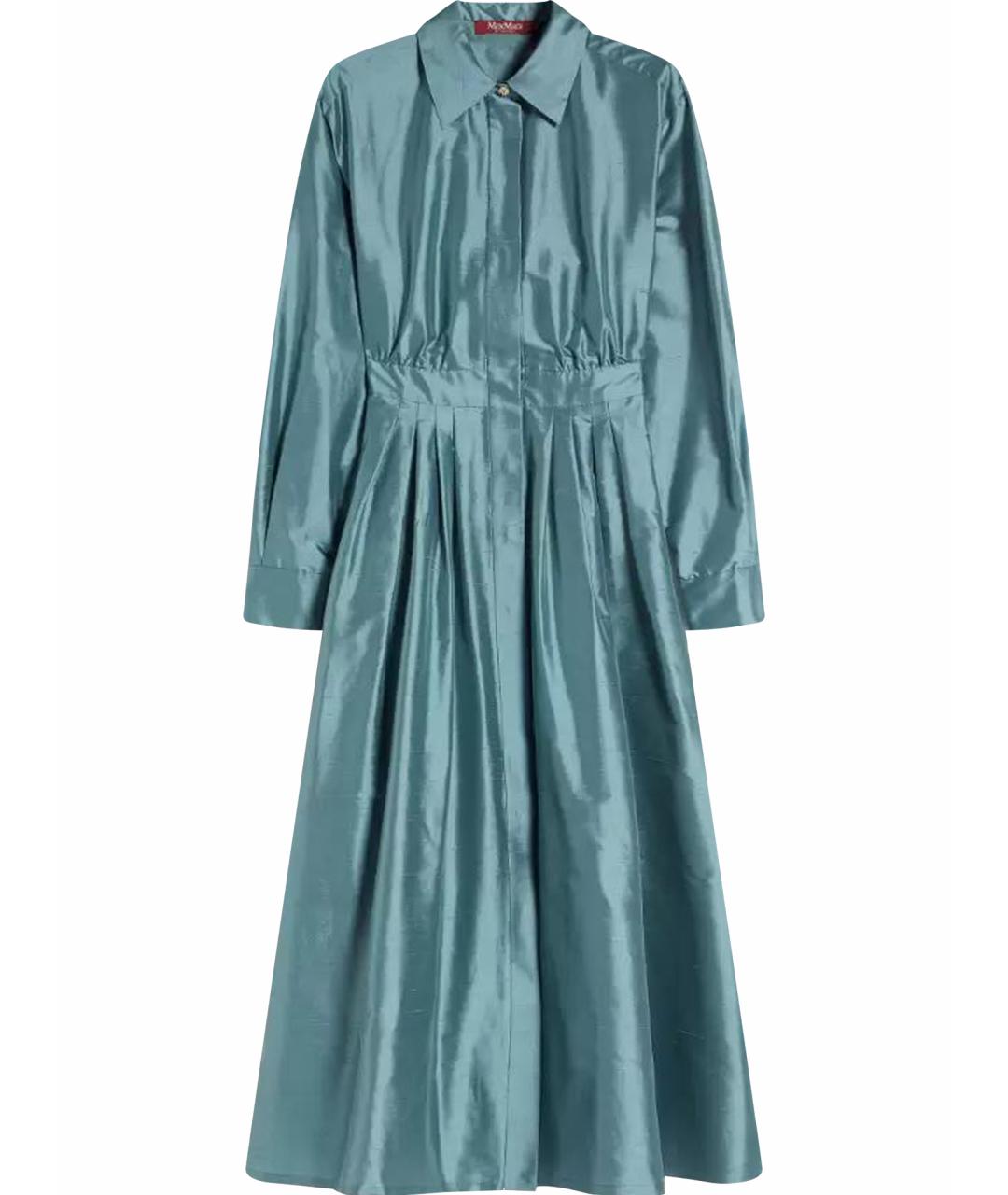 MAX MARA STUDIO Голубое шелковое вечернее платье, фото 1