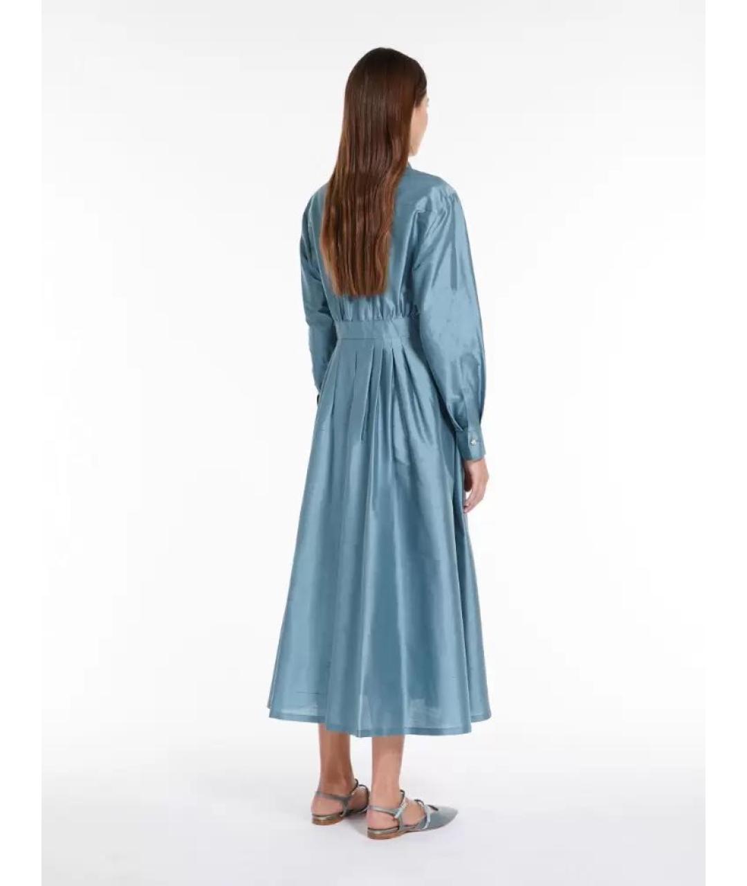 MAX MARA STUDIO Голубое шелковое вечернее платье, фото 2