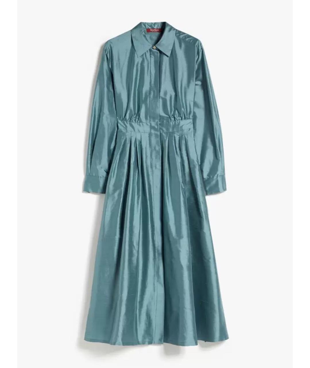 MAX MARA STUDIO Голубое шелковое вечернее платье, фото 8