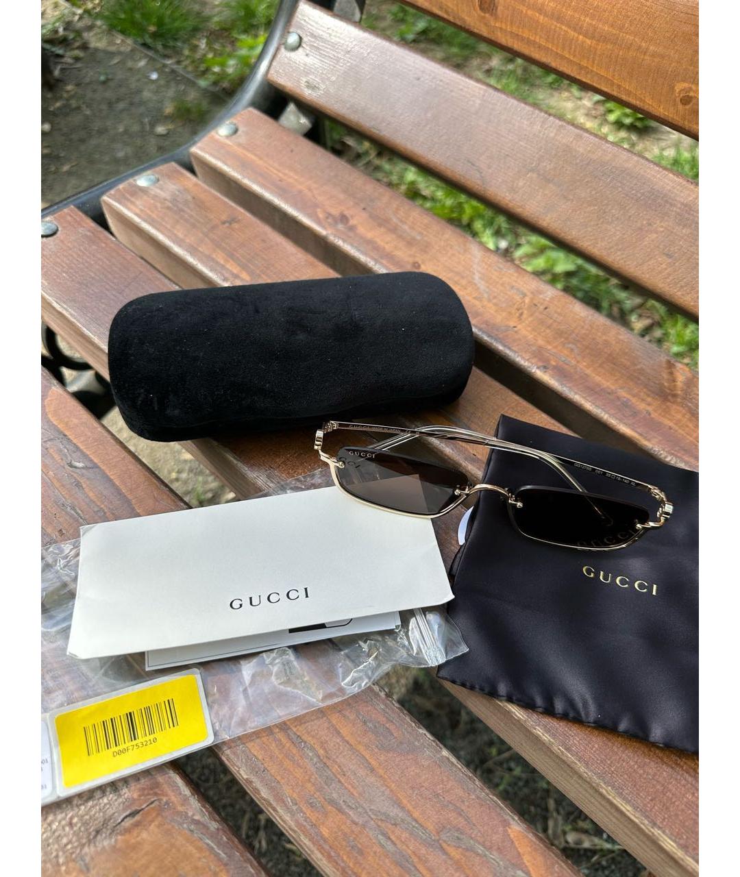 GUCCI Черные металлические солнцезащитные очки, фото 3